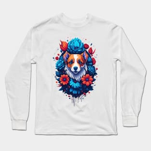 Cute puppy floral retro design Long Sleeve T-Shirt